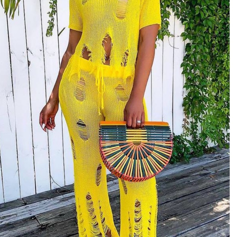 Two piece knitted pants set